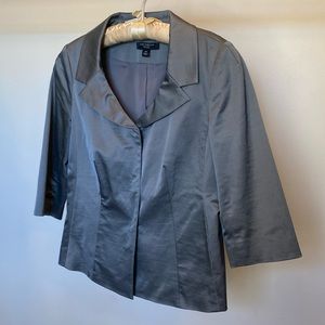 Ann Taylor Womens Petite 3/4 sleeve gray blazer
